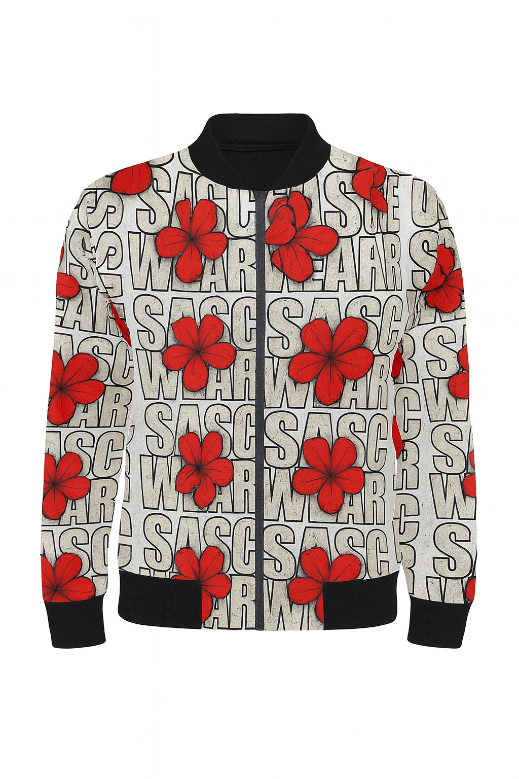 SASC WEAR all-over print bomber jacket with red flowers
